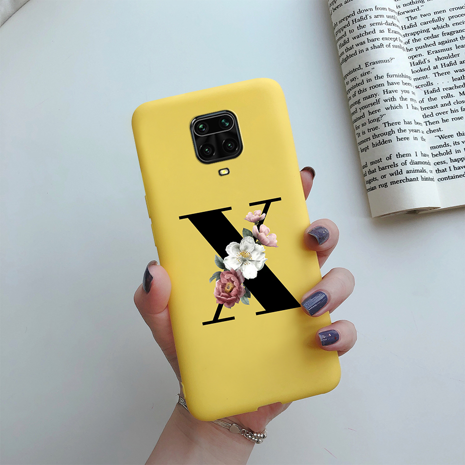 Case For Xiaomi Redmi Note 9s Note 9 Pro Max Casing Luxury Flower Letters Soft TPU Silicone Phone Case Shockproof Cover