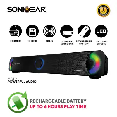 SonicGear BT300 PRO Bluetooth Sound Bar with FM Radio + Brilliant Light Effects