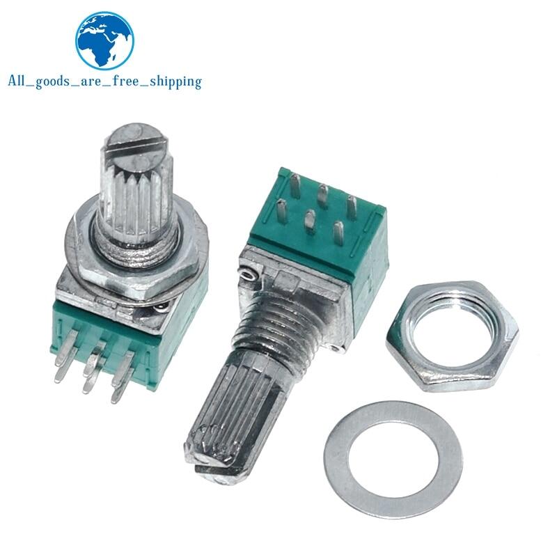 10pcs/lot rk097g 6pin 5k 10k 20k 50k 100k b5k with a switch audio shaft 15mm amplifier sealing potentiometer