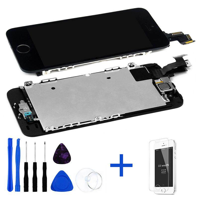Untuk Apple iPhone 5 S Layar LCD + Sentuh Layar Digitalisasi Perakitan dengan Tombol Rumah + Speaker + Kamera Depan: 4.0