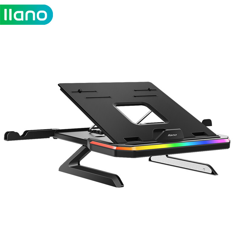 llano Portable Laptop Stand Foldable RGB Cooler with Heat-Vent Ergonomic Ventilated and Shelf Multi-Angle Adjustable Cooling Bracket for Notebook Phone and Ipad Singapore