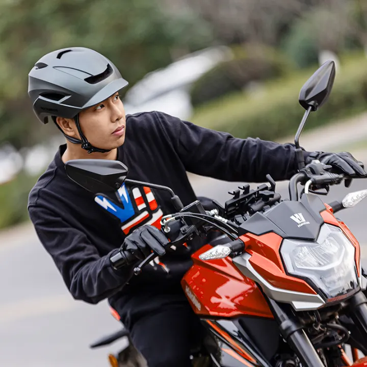 motorcycle helmet on bicycle
