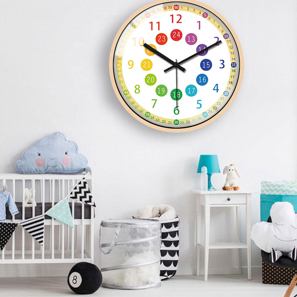 Đồng Hồ Treo Tường Blesiya, Hoạt Động Bằng Pin Cho Phòng Ngủ Trẻ Em Đồng Hồ Học Tập 12"