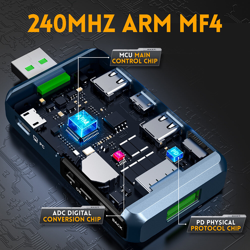 Aideepen USB Power Meter USB Voltage Meter and Current Tester LCD Display Power Tester Multimeter Ammeter Voltmeter