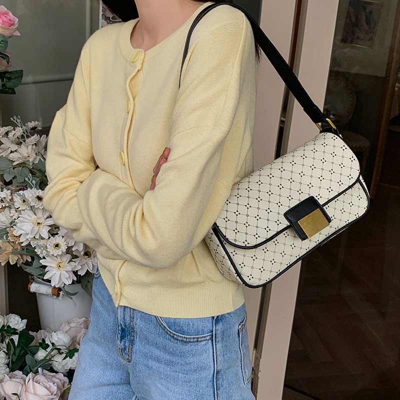 IELGY Retro PU Geometric Printing All-match One shoulder Women's bag Color matching Portable