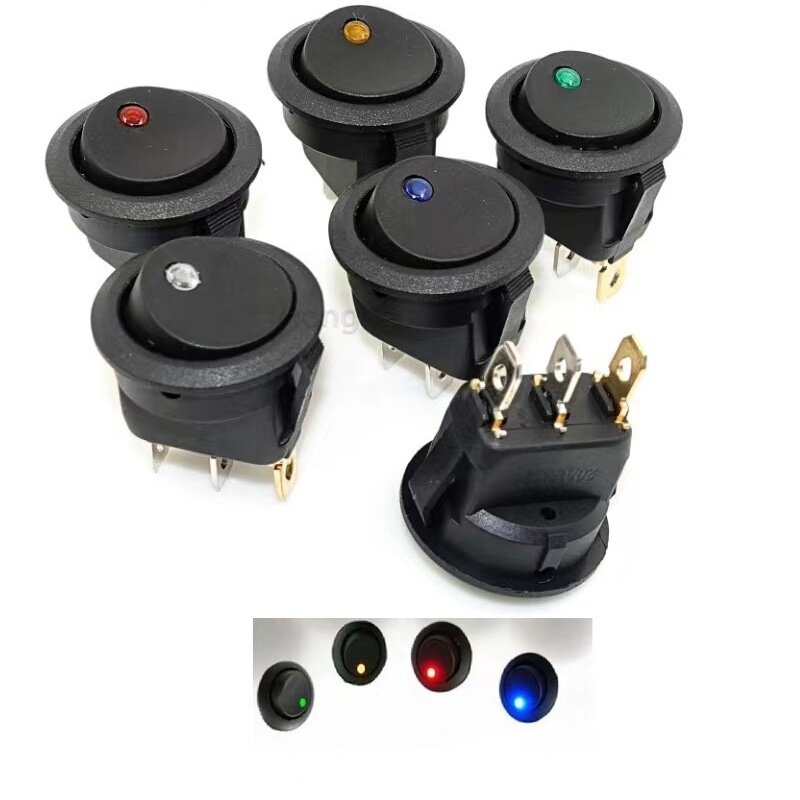 Car DC 12V 20A 3 Pin On Off Switch with Led Light SPST Panel Mount ...