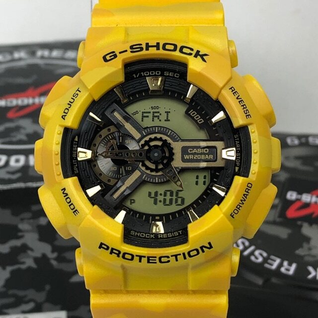 Casio G Shock Yellow Metallic Camouflage Big Case Designs GA 110CM 9 Lazada