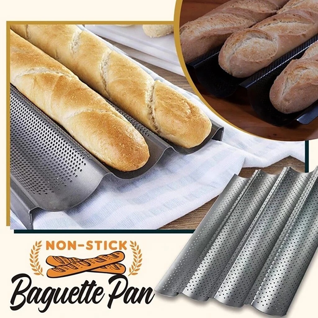 Dream Hunter 4 Groove Perforated French Bread Mold Non Stick Baguette Pan French Bread Loaf Toast Baking Tool Baking Tray French Stick Mould