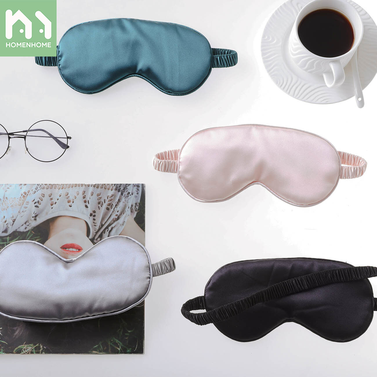 Homenhome Breathable Blackout Eye Shield Simulation Silk Sleep Eye Patch Blindfold