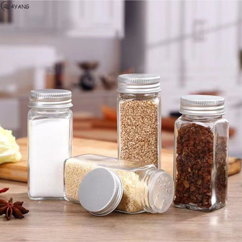 120ml Lid Seasoning Bottle 4oz Square Bottle Seasoning Jar Spice Bottle With Hole Powder Jar Condiment Kitchen Tools