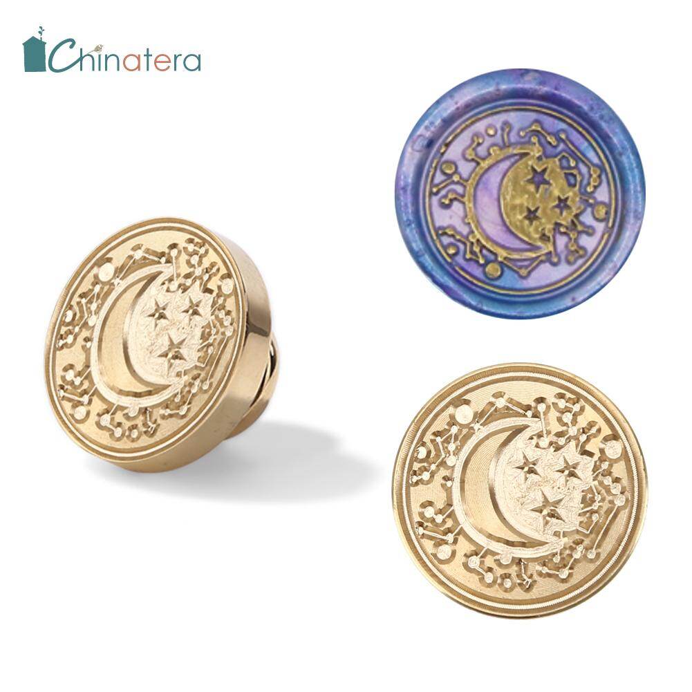 [Chinatera] Wax Seal Stamp Vintage Fantastic Star Moon Sealing Wax Stamps Replaceable Head DIY Envelope Diary Photo Album Decorative Hobby Tools Wedding Invitations Craft Gifts