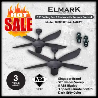 X2 Unit Elmark 52 Spitfire 246 Ceiling Fan With Remote Control