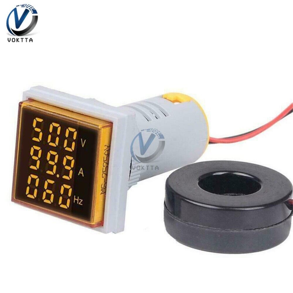 VOKTTA Vôn Kế Kỹ Thuật Số 3 Trong 1 Chính Hãng Ampe Kế Máy Đo Tần Số HZ Hertz Bộ Kiểm Tra Chỉ Báo Điện Áp Dòng Điện Bảng Vuông 22Mm Đèn Tín Hiệu 22Mm