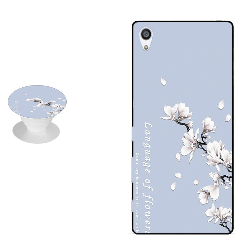 Trend Designing phone case for SONY Xperia Z5 Plus/Z5 Premium/E6883/E6853/E6833 G-DRAGON Chrysanthemum silicon soft case with the Same Pattern ring phone bracket and a Rope Back Cover