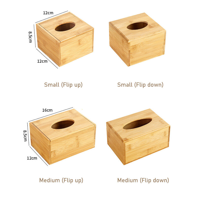Tissue box dust-proof storage creative paper box bamboo wood desktop multi-function paper box hotel car