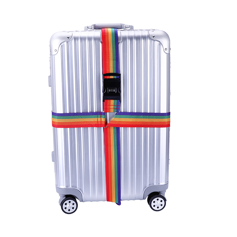 Luggage code lock bundled with cross-shaped packing trolley suitcase checked plus fixed strapping rope