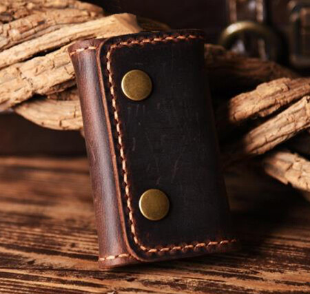 FANCODI 100% Handmade Vintage Cowhide Genuine Leather Key Holder Men Leather Key Wallet Keychain High Quality Key Organizer MC805