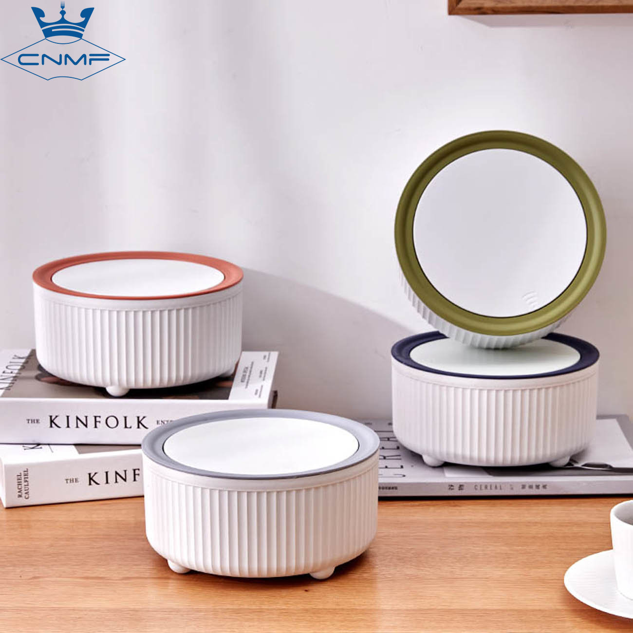 CNMF Press-type desktop round trash can living room office trash basket household covered trash can