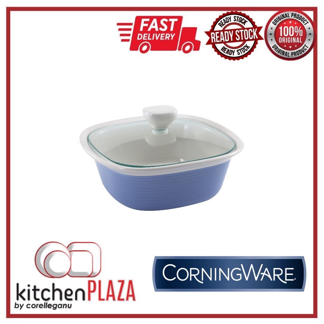 CORNINGWARE Etch Blue Cornflower/Rustic Black Casserole w/Lid