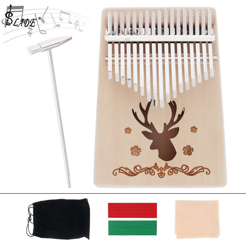 SLADE 17 Key Kalimba Spruce Elk Sound Hole Thumb Piano Mbira with Tuning Hammer Malaysia