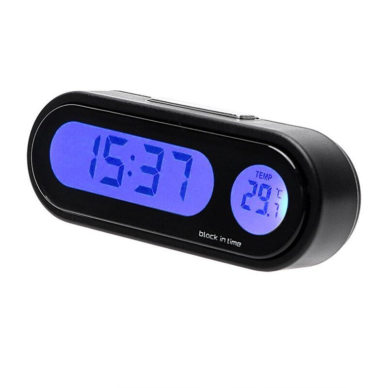 Car Mini Electronic Clock Time Watch Auto Dashboard Clocks Luminous Temperature Black Digital Display Car Accessories