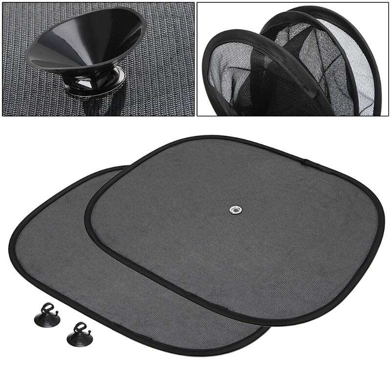 2PCS Car Window Sunshade Sun Shade Visor Side Mesh Cover Shield Sunscreen Black