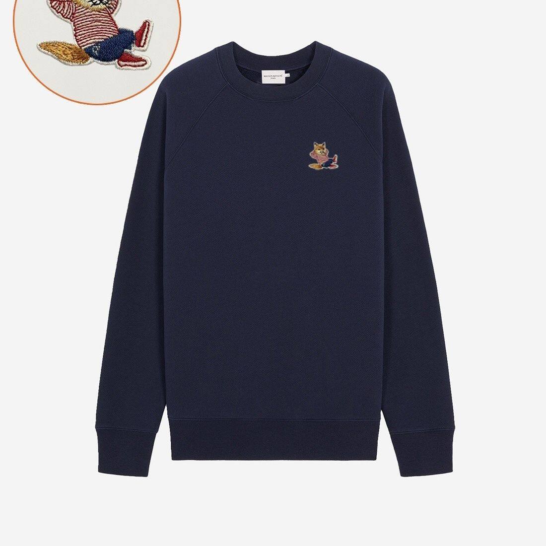 Round Neck Sweater New Top Maison K-its Fashion Loose Cotton Lying Dress Fox Embroidered Sweater Long Sleeve