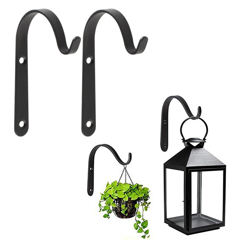 2pcs Flower Pot Plant Pot Basket Hook Bending Durable Iron Flowerpot Plant Hanger Hook Hanging Bracket for Balcony Yard Garden