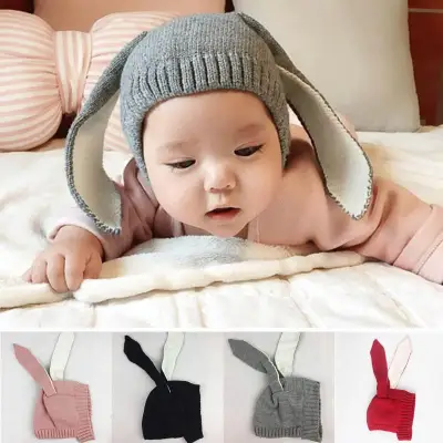 Baby Girls Boys Knitted Beanie Hat Cute Rabbit Long Ear Hats Unisex Kids Bonnet Photo Props
