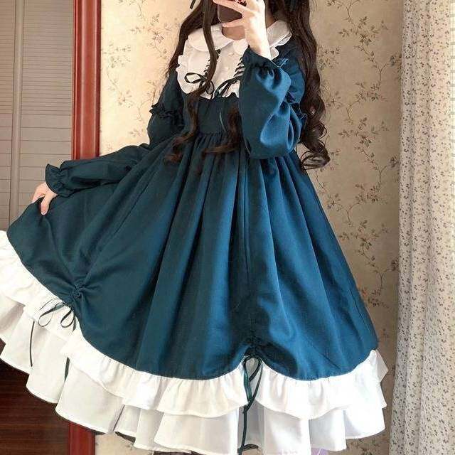 Váy Lolita Chính Hãng LXF828, Váy Lớn Lolita Cô Gái Mềm Mại Mùa Xuân Hè Đầm Dài Tay Dễ Thương Cho Học Sinh