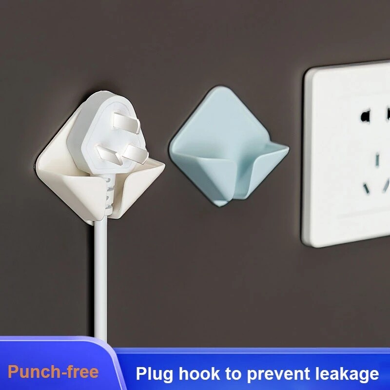 Creative Punch-free Power Cord Storage Rack Wall Storage Hooks Kitchen Plug Hooks Adhesive Hooks Power Socket Hanger Holder