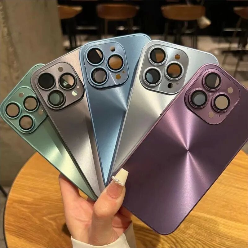 Cực quang sang trọng Matte Chống Sốc Ốp điện thoại cho iPhone 16 15 14 13 12 11 Pro Max 14 15 16 Plus hoa văn CD Cứng Cover Quay Lại silicon mềm Cạnh Ốp bảo vệ