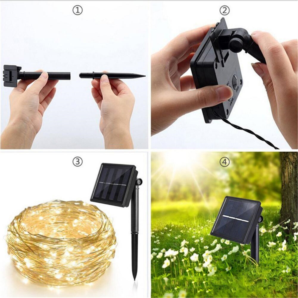 Christmas Lights,Solar String Lights 10M 100LED Outdoor String Lights, Waterproof Decorative String Lights for Patio, Garden, Gate, Yard, Party, Wedding, Christmas