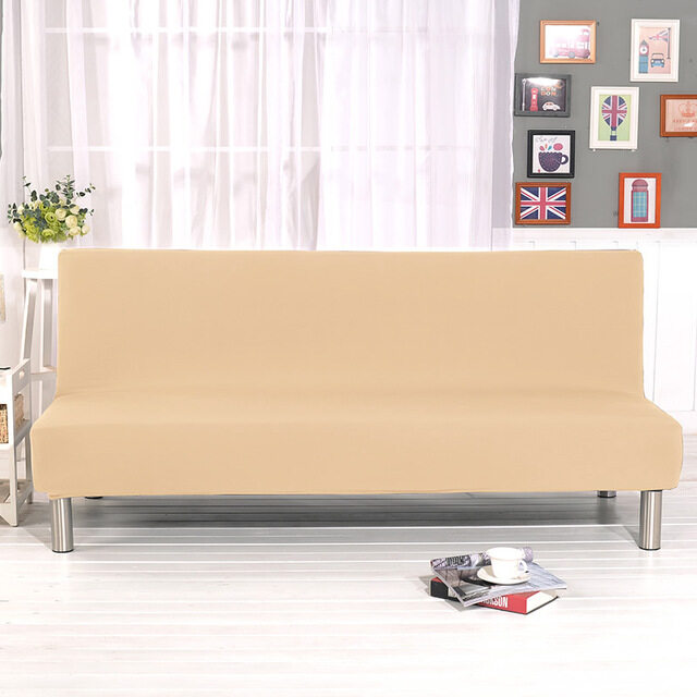Stretch Armless Sofa Bed Cover Futon Slipcover Full Folding Elastic Protector US