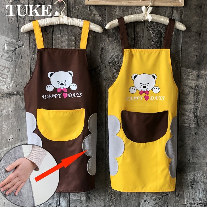Erase hand Apron Delantales de cocina para mujer Kitchen apron Happy Bear Waterproof Apron kids