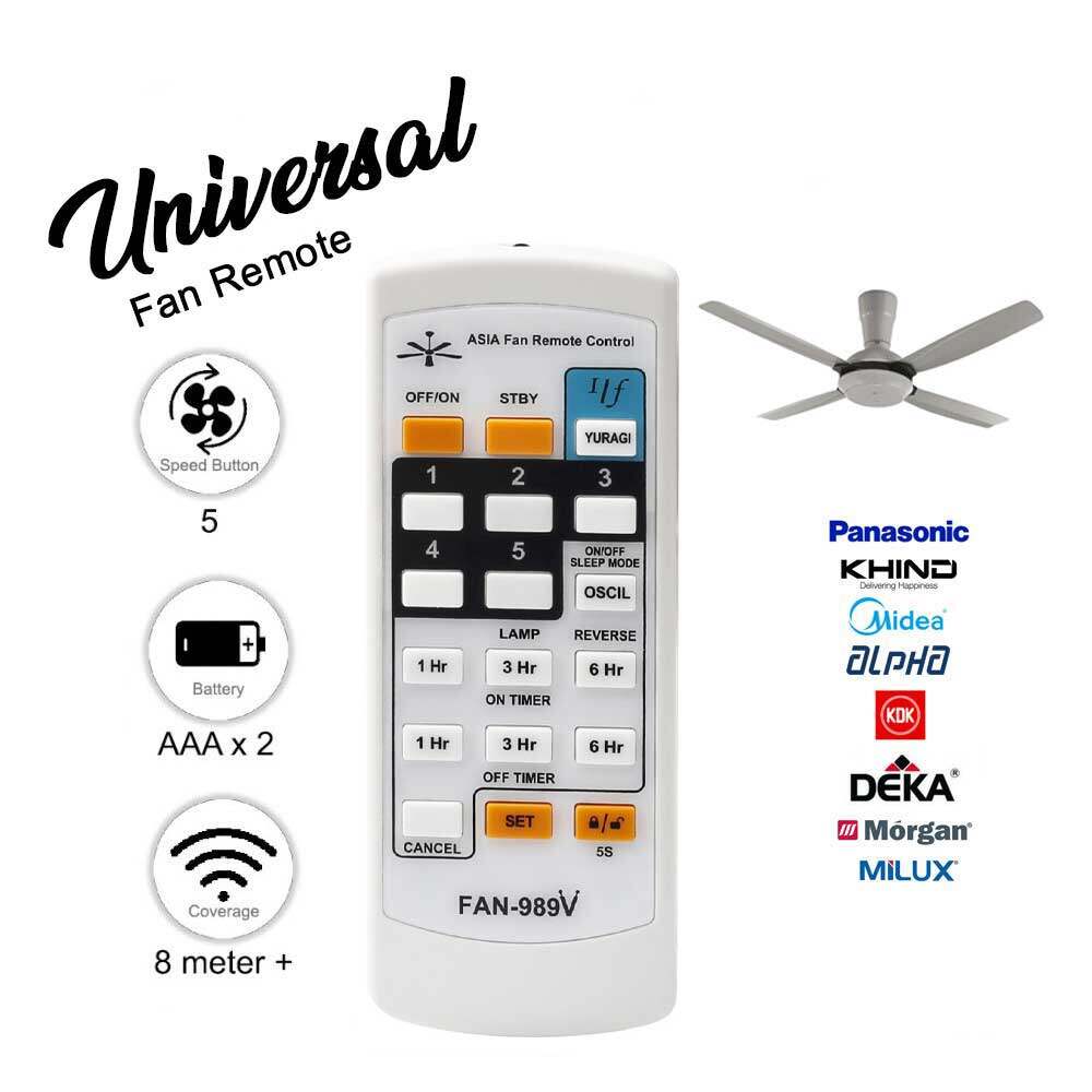 UNIVERSAL FAN REMOTE CONTROL RMF989 FAN989V for Wings Deka Elmark KDK