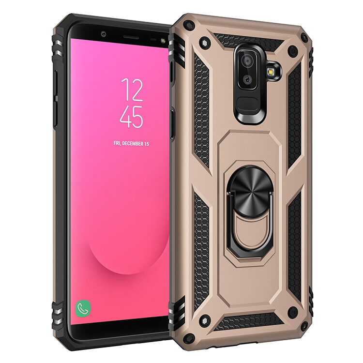 For Samsung Galaxy J8 2018 Case, Luxury Shockproof Armor Phone Case Rugged Magnetic Ring Holder Kickstand Hard Protective Casing Back Cover for Samsung J8 2018 SM-J810Y