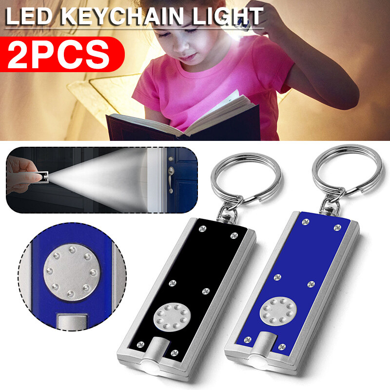 BOKALI 2PCS LED Keychain Light Bright Flashlight Keyring Camping Mini Pocket Torch