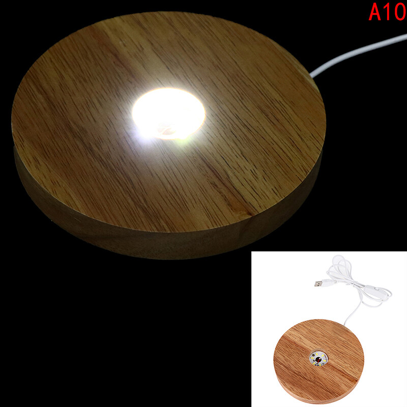 WSG ⚡Ready Stock Wood Light Base Rechargeable Wooden LED Light Rotating Display Stand