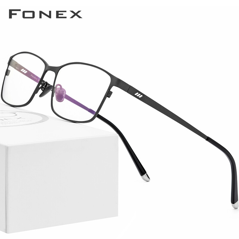 FONEX Pure Titanium Glasses for Men 2022 New Male Square Classic Full Optical Eyeglasses Frames Ultralight Lightweight Korean Style Rectangle Eyewear 8505