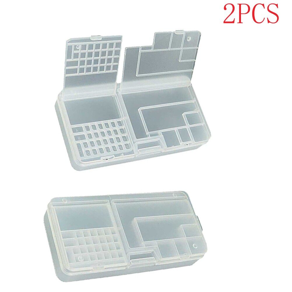 2Pcs Transparent Rectangle Plastic Storage Box Screw Holder Case Organizer Container Tool Box