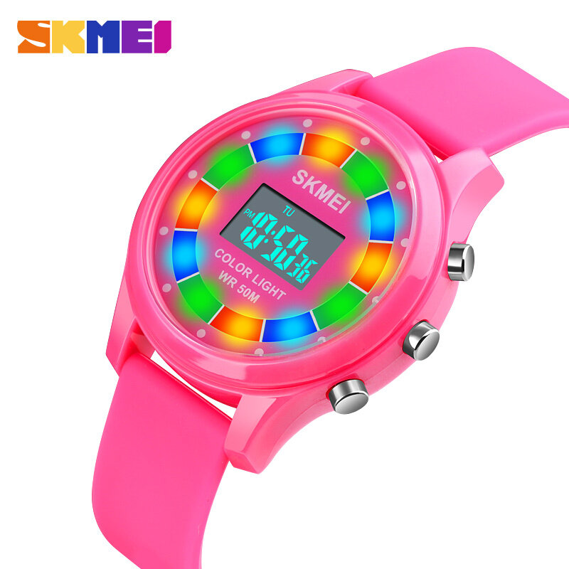 SKMEI Đồng Hồ Kỹ Thuật Số Cho Trẻ Em Bé Gái Đồng Hồ Đeo Tay Chống Nước Cho Trẻ Em Có Đèn LED Nhiều Màu Báo Thức Cho Bé Trai 1596 bán chạy
