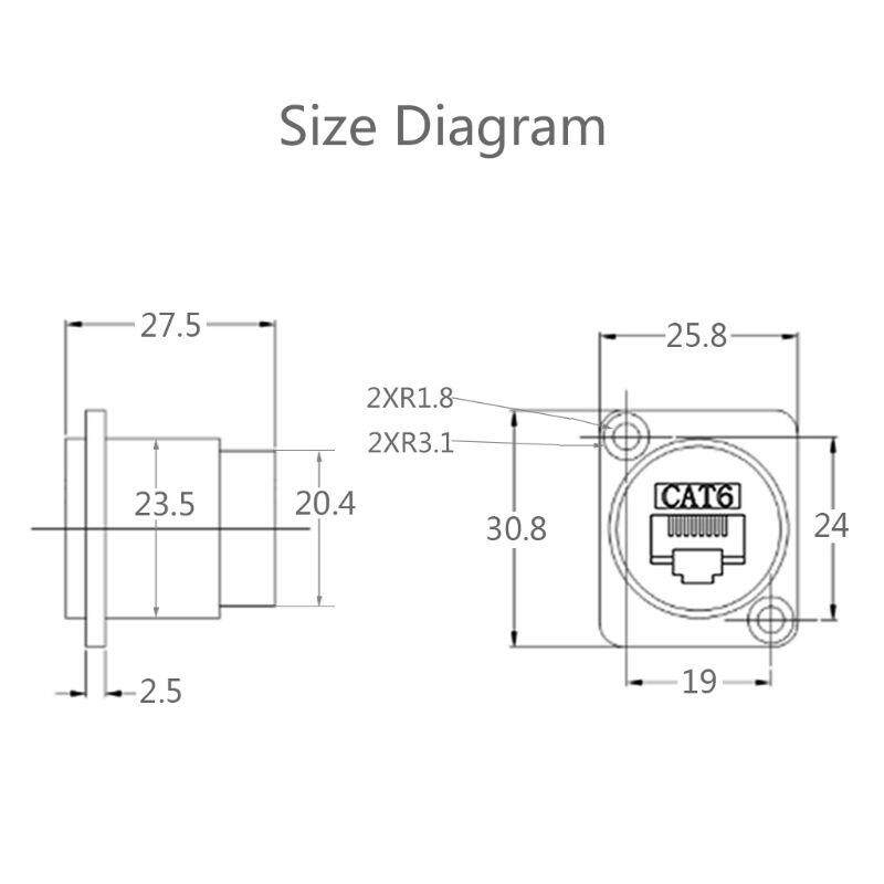 Mô-đun Loại D, Cáp Ổ Cắm RJ45 Đầu Nối Tín Hiệu Cái, Bộ Chuyển Đổi Giao Diện Mở Rộng Ethernet Mạng Gắn Bảng Cat6