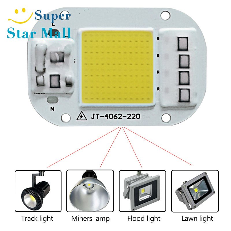Supermall AC 220V 20W/30W/50W Free Driver High Pressure LED Chip COB Light Source