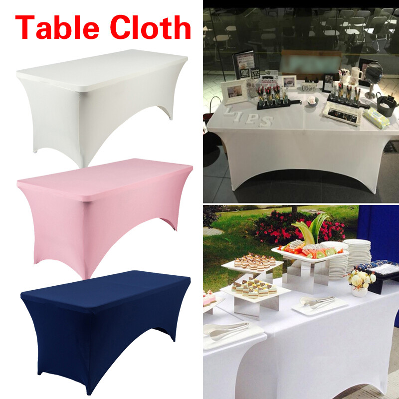 Jhj0  1PC  4\6 FT Rectangular Elastic Spandex Tablecloth Table Cover Hotel Decor Stretch Wedding Dining Decor for Elegant Party