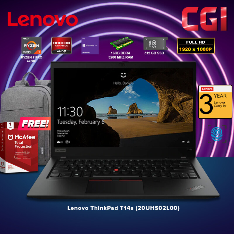 Lenovo ThinkPad T14s Laptop 14 AMD Ryzen 7 PRO 4750U Processor Windows 10 Pro 16GB RAM 512GB SSD (20UHS02L00) Malaysia