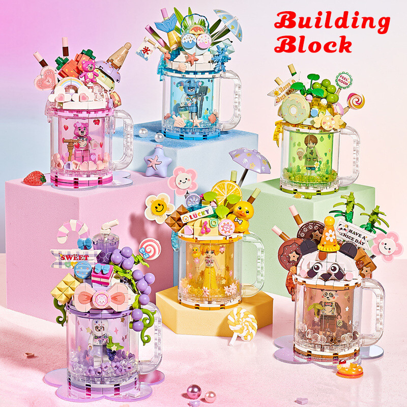 Ice Cream Milk Tea Cup Building Block Bricks Toy Assembly Particle Children Development Education Collection Toys Puzzle Boys And Girls Birthday Gifts Kids toys