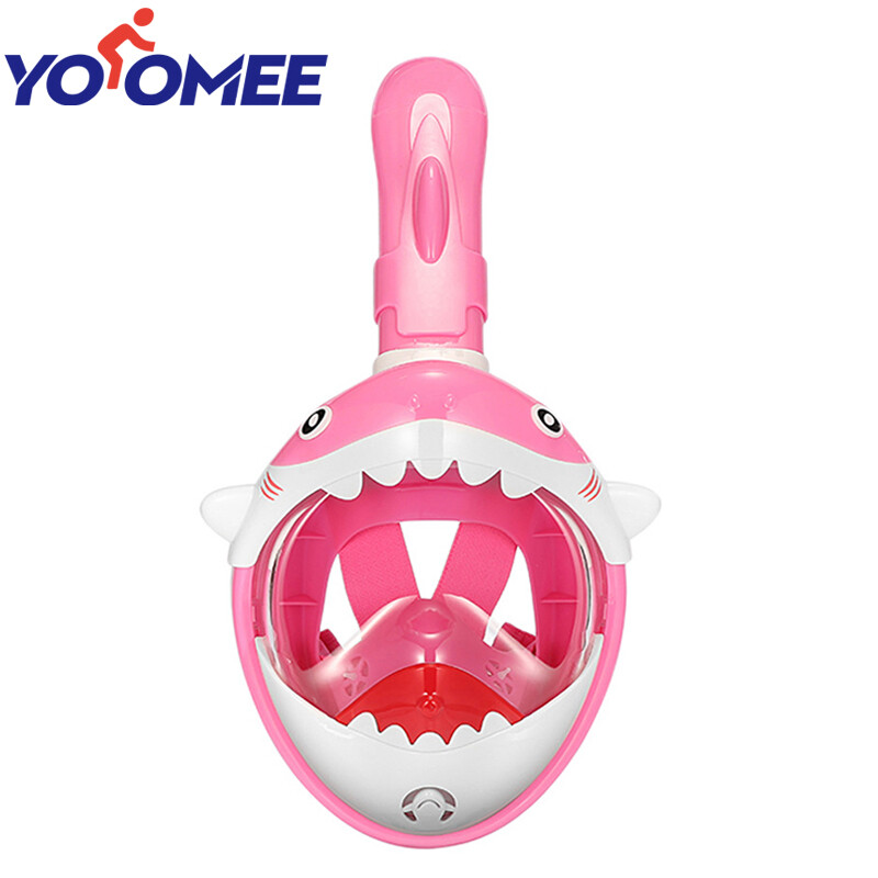 Yoomee Boys Girls Cartoon Swimming Full Face Snorkeling Mask Kids Underwater Scuba Anti Fog Snorkel Diving Mask Set Equipment