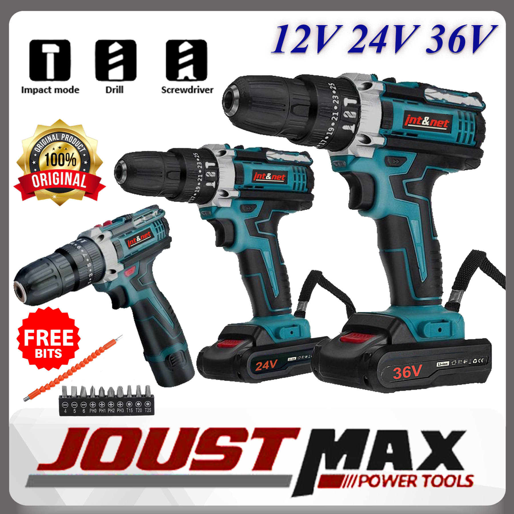 Int \u0026 Net 12v 24v 36v Cordless Drill 