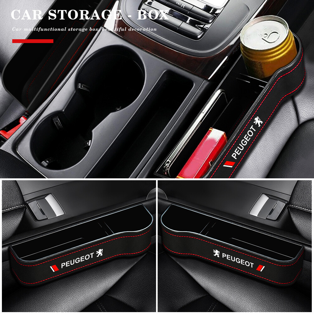 Peugeot 206 207 307 3008 2008 308 408 508 multifunction car seat gap storage box universal plug-in car seat organizer box high capacity non-slip car front seat crevice storage box card phone holder pocket
